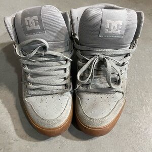 DC Men’s High-Top Athletic Shoes in Light Gray with Gum Soles